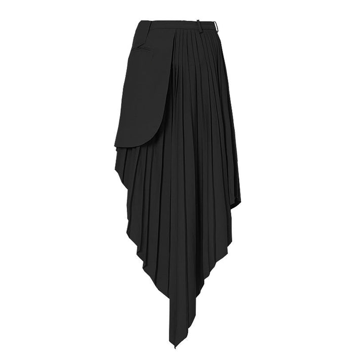 Color-Black Skirt-Spring two piece set Blazer Women Irregular Asymmetric Skirt Design Fried Street Gas Field Trendy Suit-Fancey Boutique