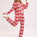 Color-Women Christmas Festival Deer Snowflake Flannel Jumpsuit Pajamas Home Wear-Fancey Boutique
