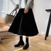 Color-Black Pleuche A line Skirt Autumn Clothing Mature Elegant Big Swing Mid Length High Waisted Skirt Children-Fancey Boutique