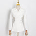 Color-White-Design Spring Unique Criss Cross Sexy Waist Hollow Out Cutout out Front Long Back Short Blazer-Fancey Boutique