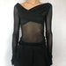 Color-Autumn Winter Women off Shoulder Long Sleeve Design Sexy Mesh Slim T shirt for Women-Fancey Boutique