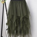 Color-Army Green-Spring Autumn Irregular Asymmetric Bottom Stitching Puffy Mesh Skirt High Waist Mesh Skirt Fairy Tide Skirt-Fancey Boutique