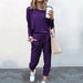 Color-Purple-Spot Autumn Winter New Women Clothing Loose-Fitting Solid Color Long Sleeves Casual Suit-Fancey Boutique