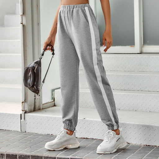 Color-Women Clothing High Waist Striped Casual Sports Pants Autumn Winter-Fancey Boutique