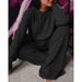 Color-Black-Women Clothing Autumn Long Sleeve Loose Hooded Casual Suit Plus Size-Fancey Boutique