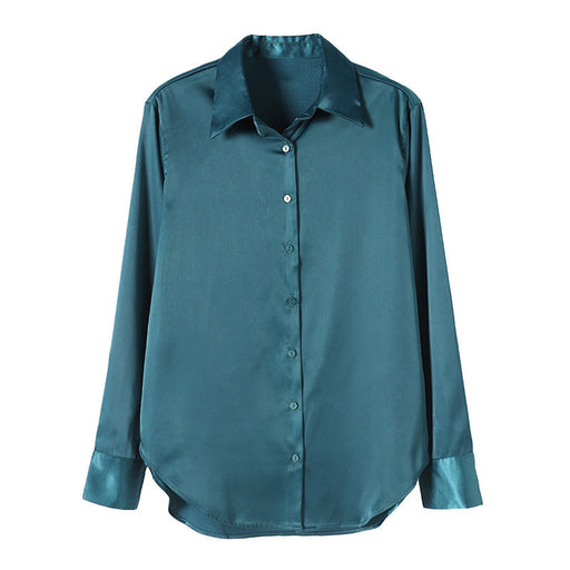 Color-Green-High End Shirt Women Autumn Winter French Office Bottoming Shirt-Fancey Boutique