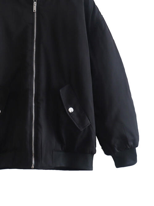 Color-Zip Up Baseball Collar Puffer Jacket-Fancey Boutique