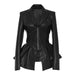 Color-Black-Spring Popular Women Clothing Long-Sleeved Faux Leather Jacket for Women Motorcycle Clothing Leather Coat Leather Jacket for Women-Fancey Boutique