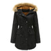 Color-New Size Fleece Lined Coat Hooded Fur Collar Winter Warm Coat Plus Size Women Cotton-Padded Jacket-Fancey Boutique