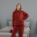 Color-Flannel Pajamas for Women Autumn Winter Solid Color Couple Homewear Pullover Thickened Pajama Pants Coral Velvet Pajamas-Fancey Boutique