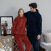 Color-Flannel Pajamas for Women Autumn Winter Solid Color Couple Homewear Pullover Thickened Pajama Pants Coral Velvet Pajamas-Fancey Boutique