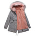 Color-Pink-Size Big Fur Collar Thickened Women Cotton-Padded Coat Mid-Length Hooded Winter Warm Fleece Overcoat Cotton-Padded Coat-Fancey Boutique
