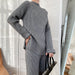 Color-Gray-Autumn Winter Fashionable with Side Slit Sweater Suit Thickened Knitting Wide Leg Pants Two Piece Set Female-Fancey Boutique