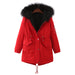 Color-Red-Winter Fleece-Lined Thickened -Size Cotton-Padded Coat Plus Size-Fancey Boutique