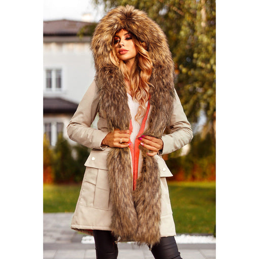 Color-Autumn Winter Thickening Mid Length Wool Coat Parka Coat Winter Hooded Warm Windbreaker Women Clothing-Fancey Boutique