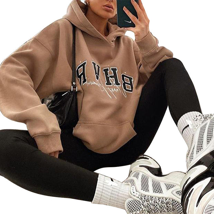 Color-Women Clothing Hoodie Game Letter Graphic Printing plus Velvet Warm Long Sleeve Autumn Winter-Fancey Boutique