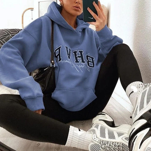 Color-Women Clothing Hoodie Game Letter Graphic Printing plus Velvet Warm Long Sleeve Autumn Winter-Fancey Boutique