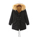 Color-Black Surface and Yellow Hair-Winter Fleece-Lined Thickened -Size Cotton-Padded Coat Plus Size-Fancey Boutique