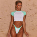 Color-Sexy Sleeves Sports Bikini Color Contrast Patchwork Swimsuit Women-Fancey Boutique