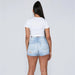 Color-Spring Summer Washed Denim White Hand Frayed Street Trend Jeans For Women-Fancey Boutique