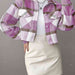 Color-S-Plaid Collared Neck Button Down Jacket-Fancey Boutique