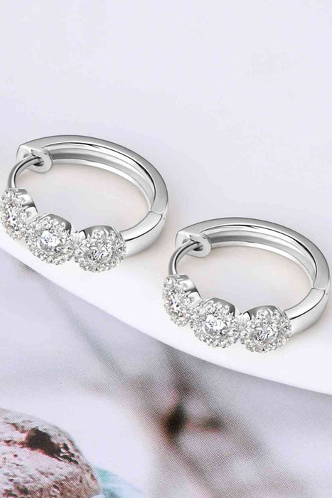 Color-Moissanite 925 Sterling Silver Huggie Earrings-Fancey Boutique