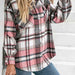 Color-Plaid Collared Neck Button Down Jacket-Fancey Boutique