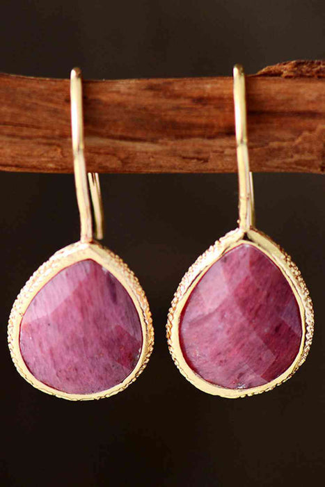 Color-One Size-Handmade Natural Stone Teardrop Earrings-Fancey Boutique