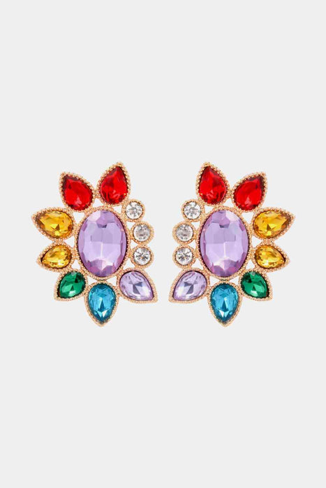 Color-One Size-Geometrical Shape Glass Stone Dangle Earrings-Fancey Boutique