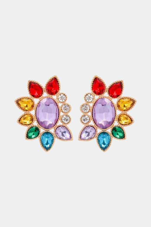 Color-One Size-Geometrical Shape Glass Stone Dangle Earrings-Fancey Boutique