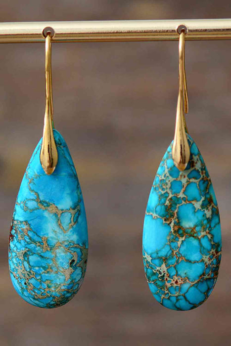 Color-One Size-Handmade Teardrop Shape Natural Stone Dangle Earrings-Fancey Boutique