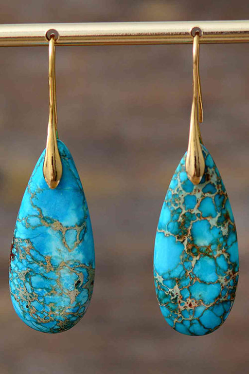 Color-One Size-Handmade Teardrop Shape Natural Stone Dangle Earrings-Fancey Boutique