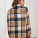 Color-Plaid Collared Neck Button Down Jacket-Fancey Boutique