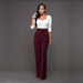 Color-Burgundy-Women Clothing Slim Fitting Cool Double Breasted Flared Pants Five Colors-Fancey Boutique