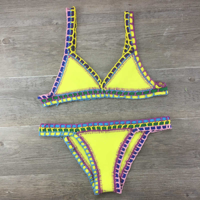 Color-Hand Crocheted Bikini Knitted Stitching Swimsuit Set-Fancey Boutique