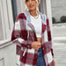 Color-S-Plaid Hooded Jacket with Pockets-Fancey Boutique