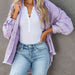 Color-S-Button Down Raw Hem Denim Jacket-Fancey Boutique