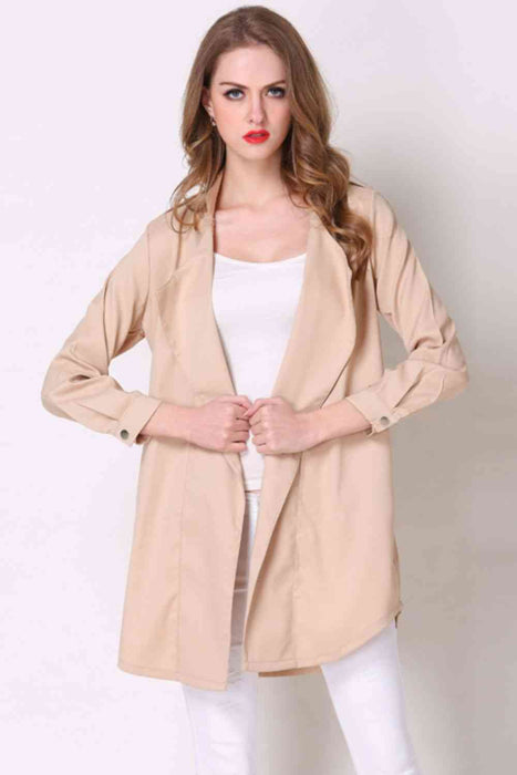 Color-S-Full Size Open Front Longline Trench Coat-Fancey Boutique