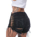 Color-Women Ripped Side Corns Bandage Denim Shorts Women Wear Color Cloth Big Pants-Fancey Boutique