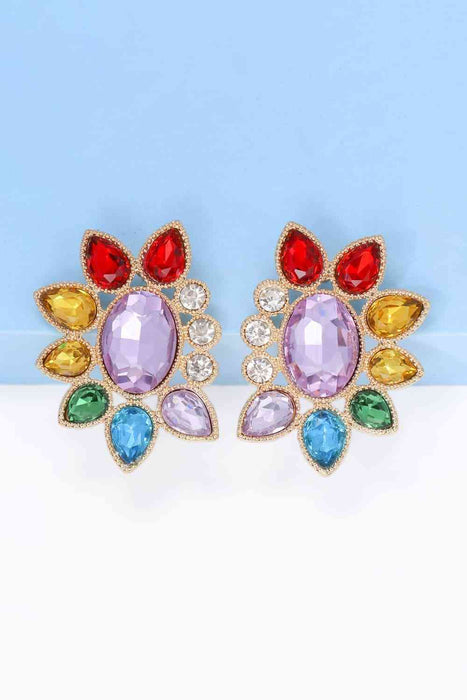 Color-Geometrical Shape Glass Stone Dangle Earrings-Fancey Boutique