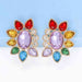 Color-Geometrical Shape Glass Stone Dangle Earrings-Fancey Boutique