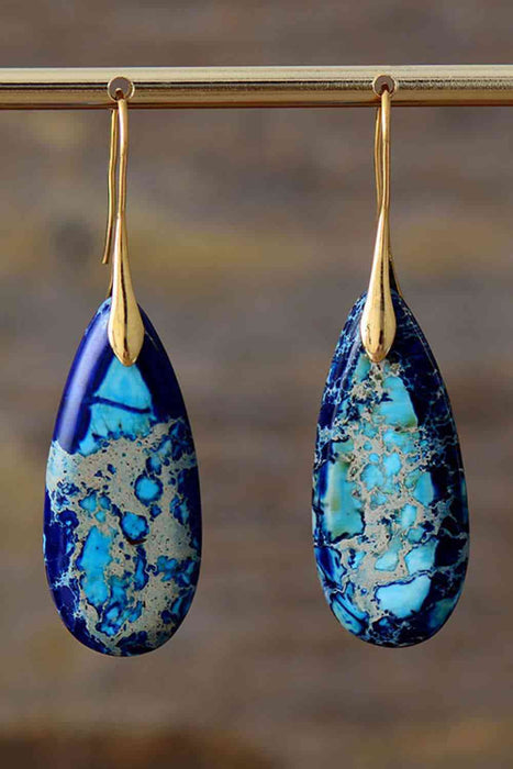 Color-One Size-Handmade Teardrop Shape Natural Stone Dangle Earrings-Fancey Boutique