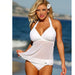 Color-White-Plus Size Ladies Mesh Pattern plus-Sized Split plus-Sized Bikini Tankini-Fancey Boutique