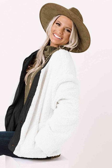 Color-Long Sleeve Button Front Winter Coat-Fancey Boutique