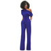 Color-Blue-New Classic Solid Color Diagonal Collar Button One Piece Wide Leg Jumpsuit-Fancey Boutique