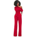 Color-New Classic Solid Color Diagonal Collar Button One Piece Wide Leg Jumpsuit-Fancey Boutique