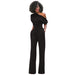 Color-Black-New Classic Solid Color Diagonal Collar Button One Piece Wide Leg Jumpsuit-Fancey Boutique