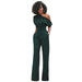 Color-Army Green-New Classic Solid Color Diagonal Collar Button One Piece Wide Leg Jumpsuit-Fancey Boutique