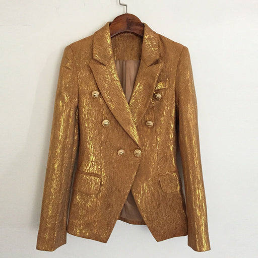 Color-Goods Star High Quality Blazer Metal Lion Head Buckle Double Breasted Small Gold-Fancey Boutique