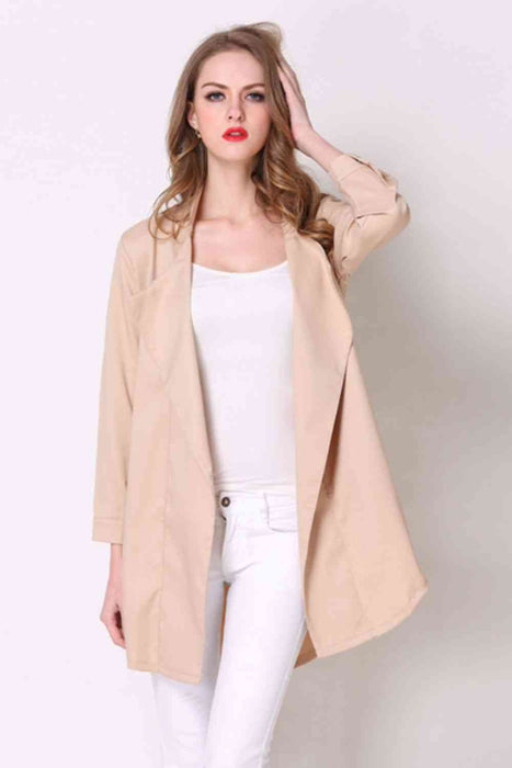 Color-Full Size Open Front Longline Trench Coat-Fancey Boutique